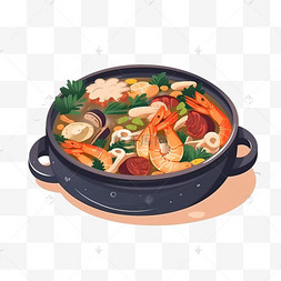 食物手绘食物图片_美食手绘食物海鲜砂锅
