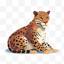 蹲着的豹子图片_卡通手绘豹子动物