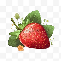 手绘扁平水果草莓