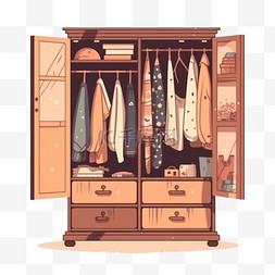 家具柜子装饰图片_家具衣柜柜子扁平卡通