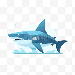 鲨鱼海洋深海生物免扣素材手绘动