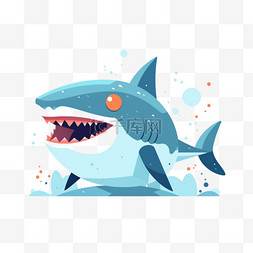 海洋鱼类手绘图片_鲨鱼海洋深海生物免扣素材手绘