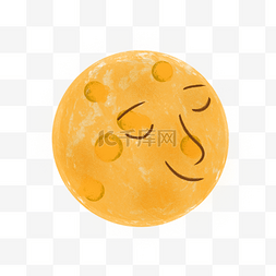 黄色发光月亮图片_卡通可爱装饰月亮