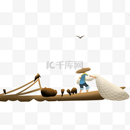 的海鸥图片_渔夫捕鱼的手绘设计图