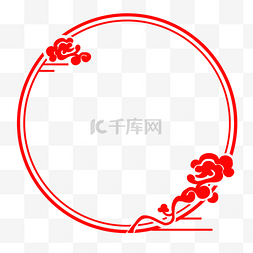 红色祥云边框图片_手绘中国风剪纸边框