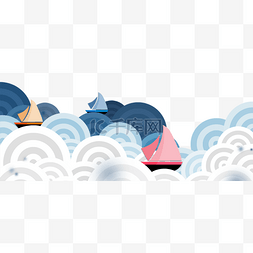 祥云底部装饰图片_月光下几只帆船在波浪里穿行