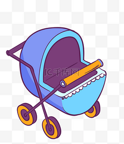 手绘彩色铅笔图片_卡通彩绘婴儿车设计素材