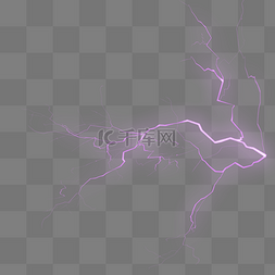 电光效果图片_紫色逼真强烈闪电素材