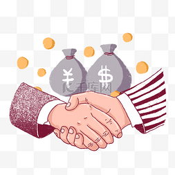 手绘商务贸易握手png免扣素材