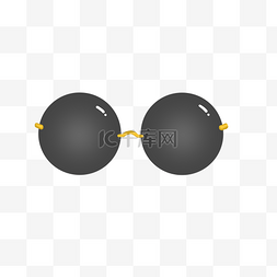 眼镜设计素材图片_无框圆形墨镜PNG
