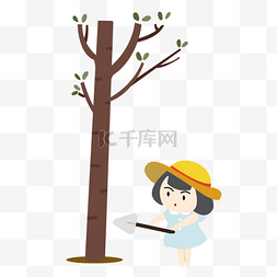 可爱活动ppt图片_植树节劳动卡通小女孩