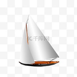 手绘白色的帆船插画