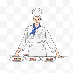糕点插画图片图片_美食卡通穿白色衣服的厨师