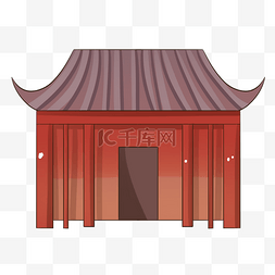 红色手绘建筑小房子