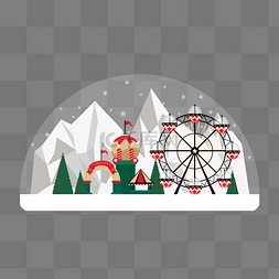 圣诞雪山雪山图片_圣诞雪山场景玻璃球