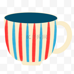 红蓝红蓝简约简约图片_红黄蓝条纹陶瓷咖啡杯