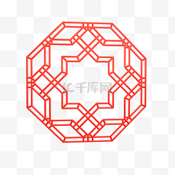 红色创意剪纸风图片_红色几何中国风装饰