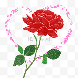 一心一意图片_情人节浪漫红玫瑰手绘装饰