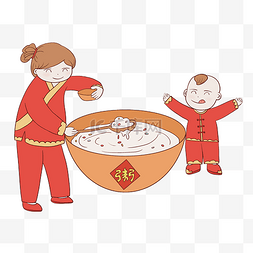 传统节日手绘插画图片_复古中国风腊八节八宝粥