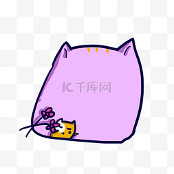 紫色手绘对话框图片_可爱猫咪边框插画