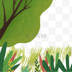 扁平化景色插画图片_彩色植物大树元素