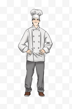 厨师长图片_手绘餐饮西餐厨师人物插画