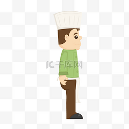 卡通厨师矢量厨师图片_打荷厨师侧面站姿矢量素材