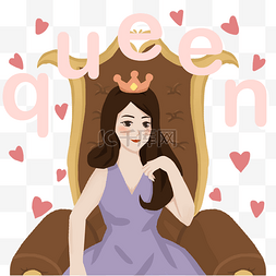 戴皇冠的国王图片_女神节王座上的女王卡通人物