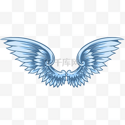 蓝色卡通翅膀图片_ 蓝色卡通翅膀