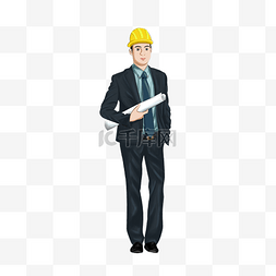 安全帽的男人图片_穿着笔挺西装的建筑工程师