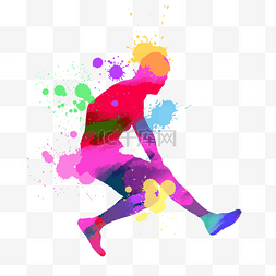 奔跑彩色彩色图片_奔跑运动人物剪影