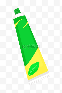 绿色生活元素图片_绿色瓶装牙膏插画