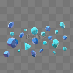 悬浮颗粒图片_C4D蓝色多边形悬浮素材