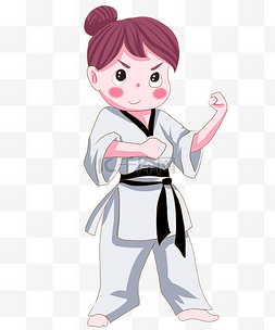 卡通练习武术图片_练习武术的卡通小女孩