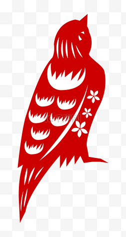 红色小鸟图片_美丽的小鸟剪纸插画