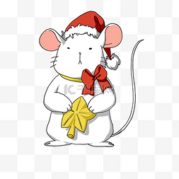老鼠手绘图片_圣诞节手绘卡通动物老鼠