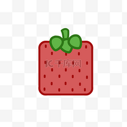 方形卡通红色草莓免抠图