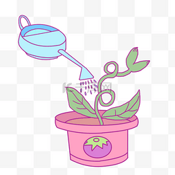 紫色花盆栽png图片_植树节植物花插画