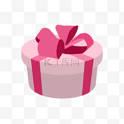 礼品盒子丝带图片_卡通手绘粉色圆形礼盒插画