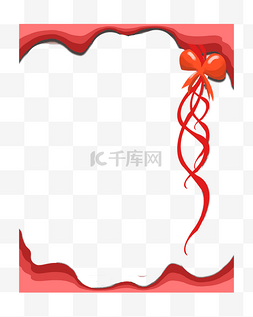 红色气球丝带图片_红色蝴蝶结边框