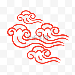 中国风云纹素材图片_手绘中国风红色云纹免扣素材