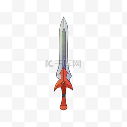 古代剑剑图片_卡通红色的剑插画