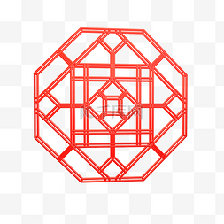 中国红菱形正方形窗花