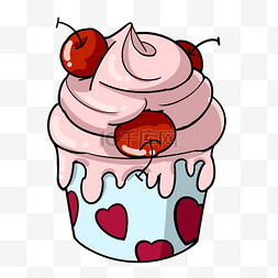 樱桃纸杯蛋糕插画