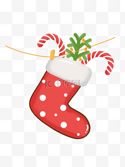 手绘圣诞袜图片_手绘圣诞节装饰可爱圣诞袜素材元