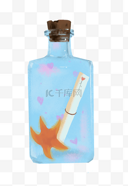 海星装饰漂流瓶插画
