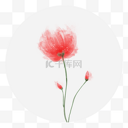 红色简约花朵图片_手绘水彩红色梦幻花朵装饰元素
