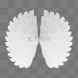 洁白的翅膀图片_白色展开的翅膀插画