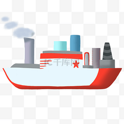 红色船舱轮船