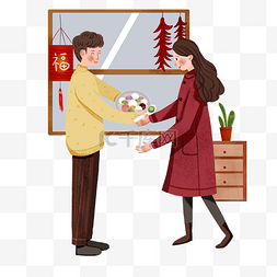 吃元宵卡通图片_手绘吃元宵的插画